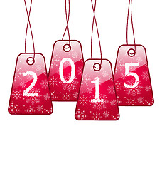 Image showing Happy new year, shiny labels isolated on white background 