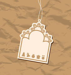 Image showing Vintage blank badge with Christmas elements