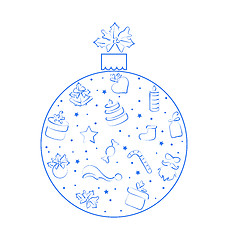 Image showing Abstract ball made in xmas hand drawn elements, isolated on whit