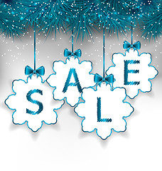 Image showing Christmas paper snowflakes with lettering sale