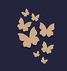 Image showing Dark background with butterflies made in carton paper