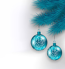 Image showing Hanging Christmas glass balls on fir twigs