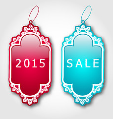 Image showing Christmas colorful discount labels with shadows 