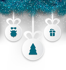 Image showing Christmas paper balls with decoration design elements