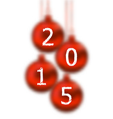Image showing Happy new year 2015 in hanging glass ball on white background