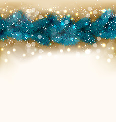 Image showing Christmas shimmering background with fir twigs, copy space for y