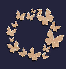 Image showing circle frame with butterflies made in carton paper