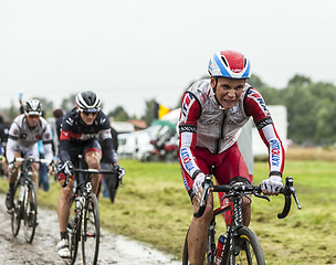 Image showing The Cyclist Joaquim Rodriguez on a Cobbled Road - Tour de France