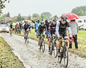 Image showing The Cyclist Danny van Poppel on a Cobbled Road - Tour de France 