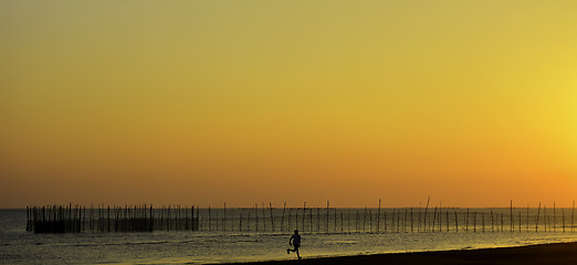 Image showing Fiery Sunset Beach