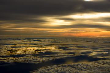 Image showing Airplane Sunset Cloudscapes