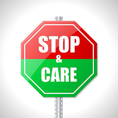 Image showing Stop and care traffic sign