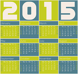 Image showing 2015 calendar design with color rectangles