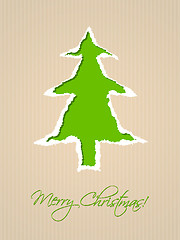 Image showing Ripped paper christmas card design in green