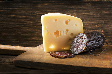 Image showing Salami and cheese