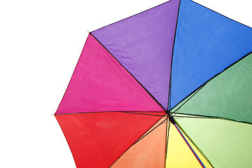 Image showing Colorful umbrella with rain drops