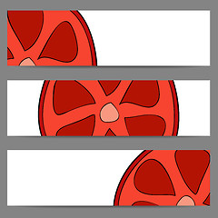 Image showing Set of banners with doodle grapefruit