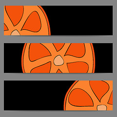 Image showing Set of banners with doodle oranges