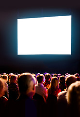 Image showing Crowd audience looking at screen