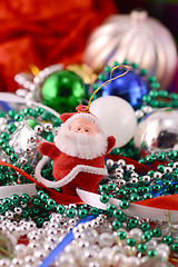 Image showing Santa Claus with Christmas toys, new year decoration