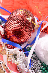 Image showing Christmas balls, new year decoration with pearls