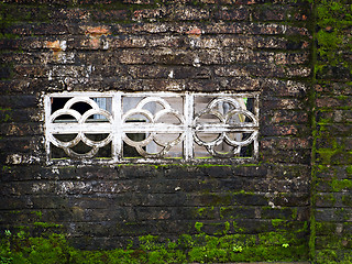 Image showing Old brick wall with window