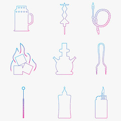 Image showing Contour gradient vector icons for hookah. Accessories and components