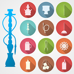 Image showing Colored vector icons for hookah and accessories