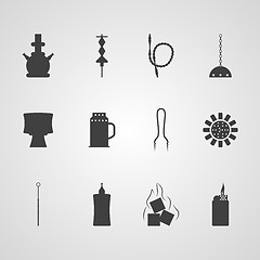 Image showing Black vector icons for hookah accessories