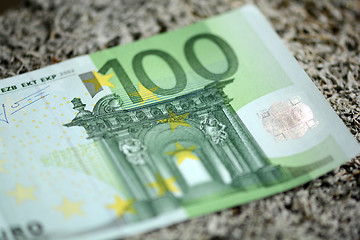 Image showing Close up of european hundred euros - 100