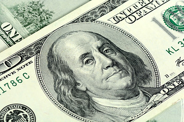 Image showing Close-up of a $100 banknotes