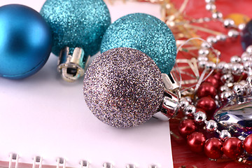 Image showing Blue christmas ornament with pearls