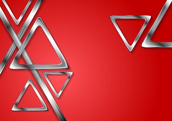 Image showing Abstract tech geometry metallic triangles background