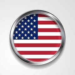 Image showing Abstract button with metallic frame. USA flag