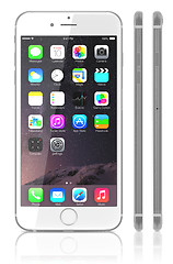 Image showing new Silver iPhone 6 Plus with view side