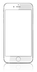 Image showing new Silver Smartphone with blank screen on white background