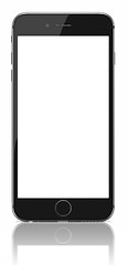 Image showing new Smartphone with blank screen on white background