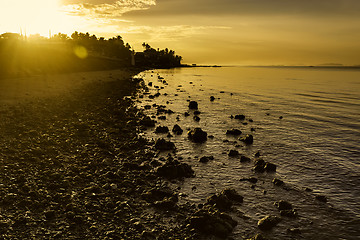 Image showing Beach Sunrise Flare