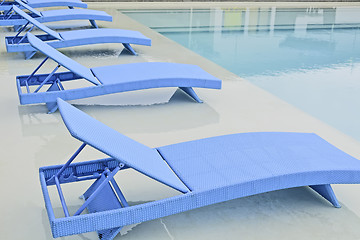 Image showing Turquoise Pool Benches 