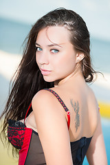 Image showing Portrait of alluring young brunette