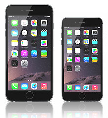 Image showing Space Gray iPhone 6 Plus and iPhone 6