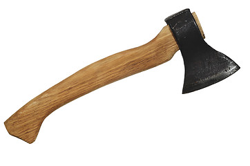 Image showing ax with oak handle on a white