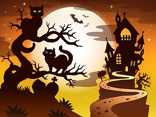 Image showing Theme with Halloween silhouette 1