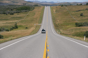 Image showing Single van on straight road