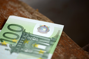 Image showing Close up macro detail of euro money banknotes