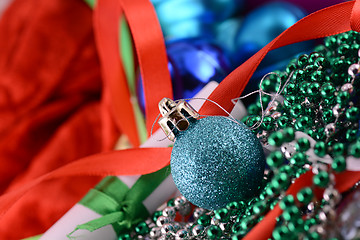 Image showing blue balls, christmas card, new year card