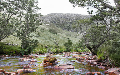 Image showing Landscape with waterfall in the mountains