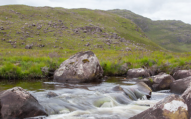 Image showing Landscape with waterfall in the mountains