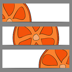 Image showing Set of banners with doodle oranges