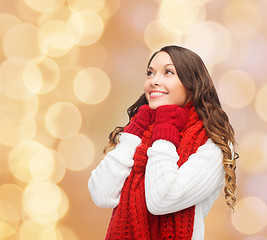 Image showing smiling young woman in winter clothes